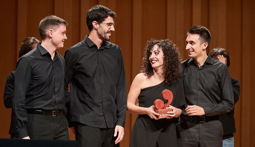 El Quartet Ànima rebent el premi La Flama.